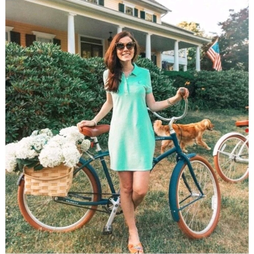 Keil James Patrick Anchor Polo Short Dress Nautical Green Small